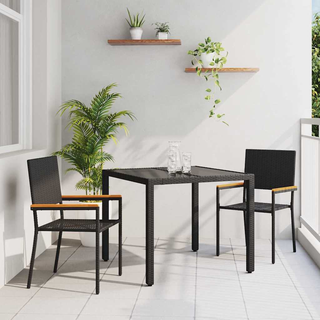 Garden Dining Set 3 pcs Black 90 x 90 x 75 cm Poly Rattan